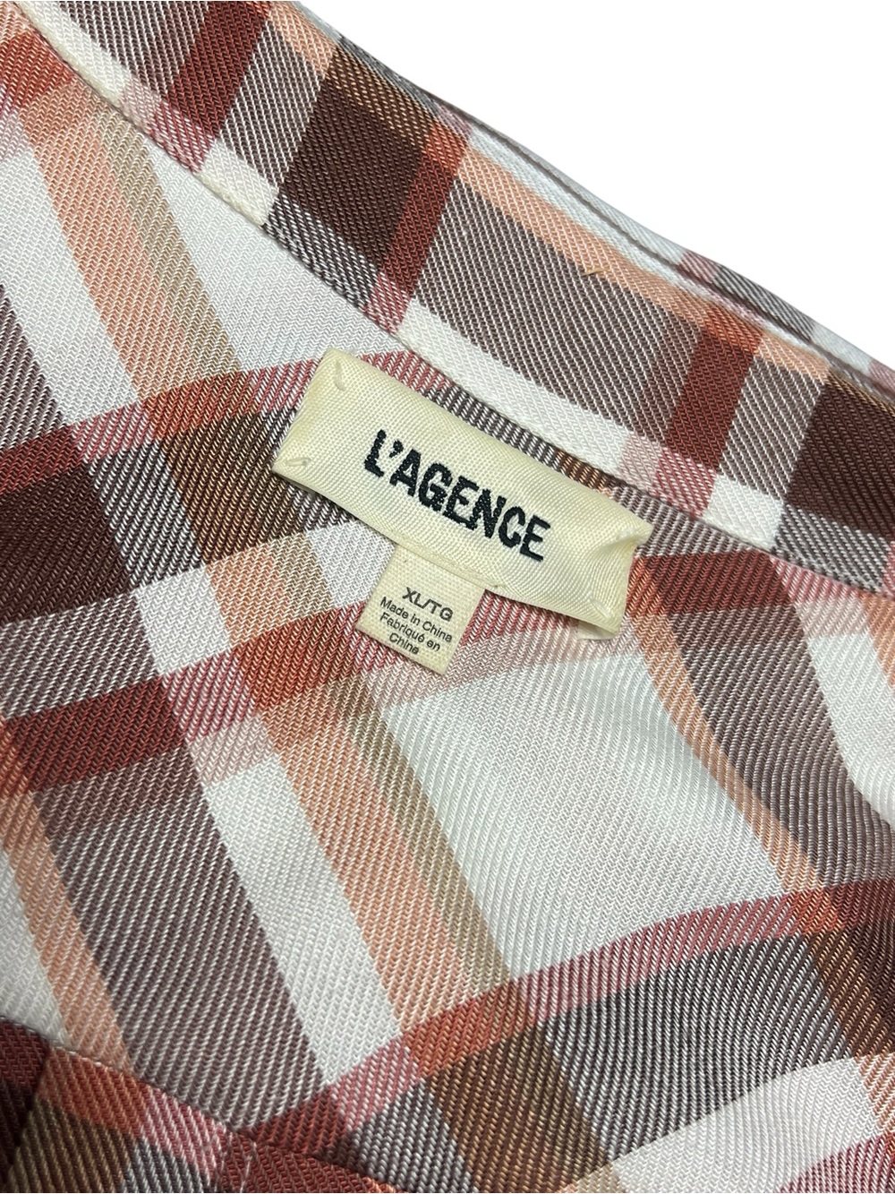 L’AGENCE Cameron Petal Quartz Plaid Maxi Shirtdress Women’s Size XL - Picture 3 of 6